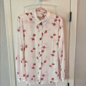 LOFT women’s blouse top with Red Floral Pattern